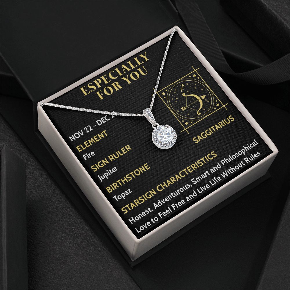 ESPECIALLY FOR YOU, SAGGITARIUS MESSAGE CARD WITH ETERNAL HOPE NECKLACE, ZODIAC MESSAGE CARD, GIFT FOR HER