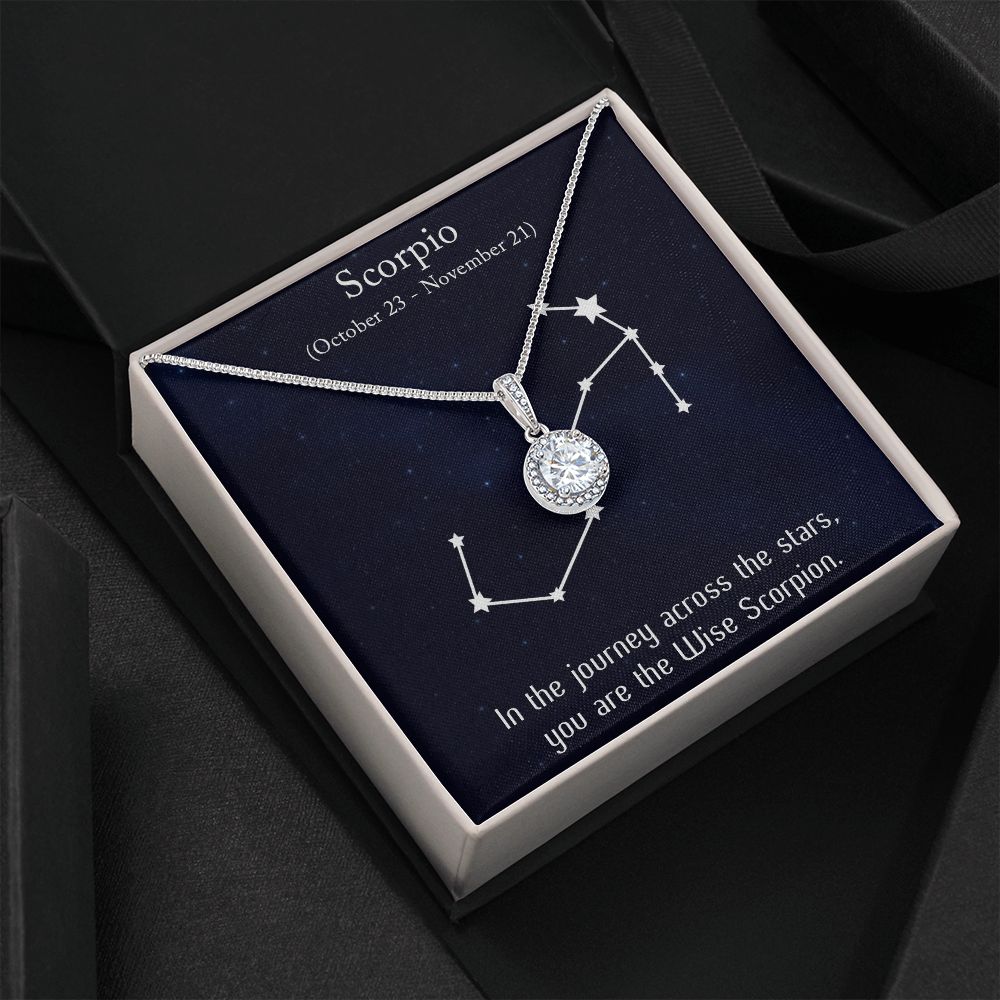 YOU ARE THE WISE SCORPION, SCORPIO MESSAGE CARD WITH ETERNAL HOPE NECKLACE, ZODIAC MESSAGE CARD, GIFT FOR HER