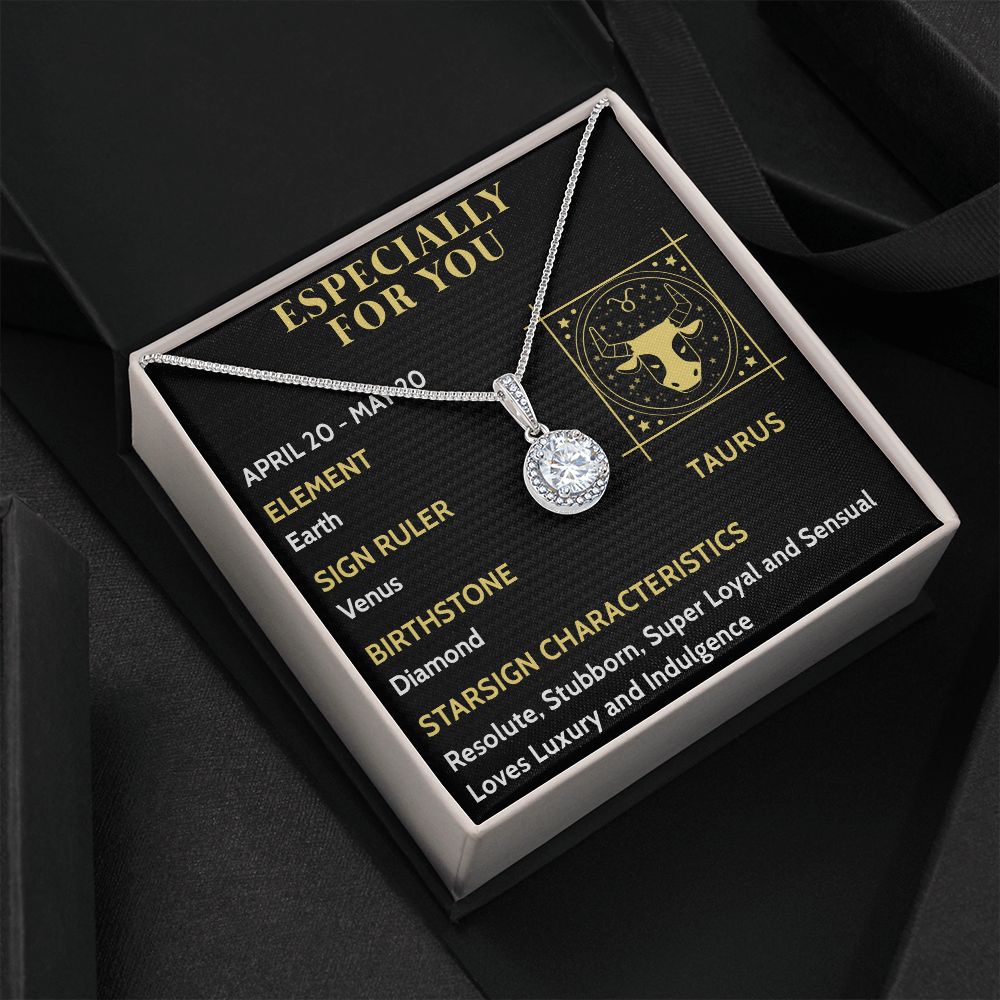 ESPECIALLY FOR YOU, TAURUS MESSAGE CARD WITH ETERNAL HOPE NECKLACE, ZODIAC MESSAGE CARD, GIFT FOR HER