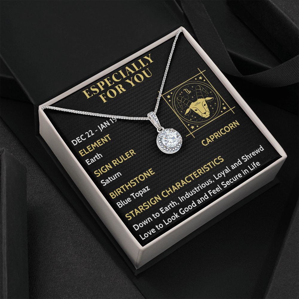 ESPECIALLY FOR YOU, CAPRICORN MESSAGE CARD WITH ETERNAL HOPE NECKLACE, ZODIAC MESSAGE CARD, GIFT FOR HER