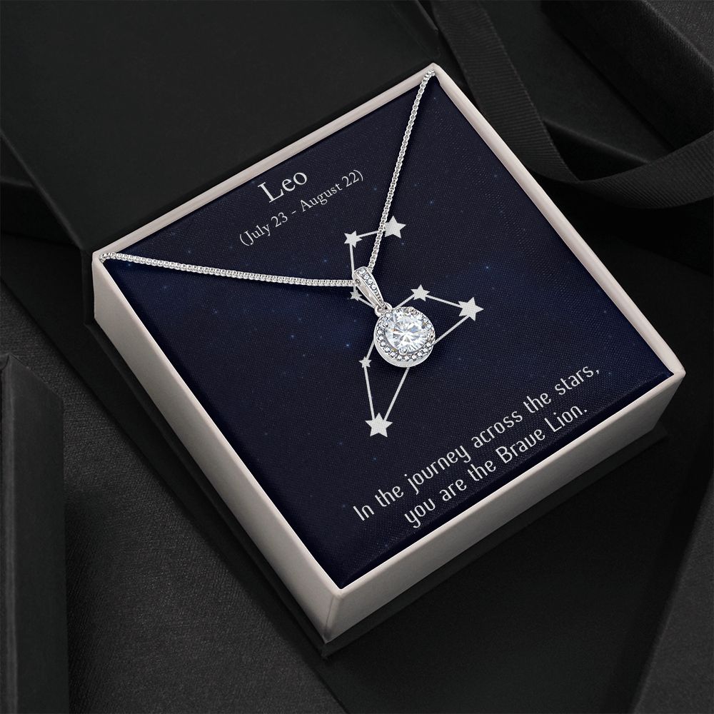 YOU ARE THE BRAVE LION, LEO MESSAGE CARD WITH ETERNAL HOPE NECKLACE, ZODIAC MESSAGE CARD, GIFT FOR HER