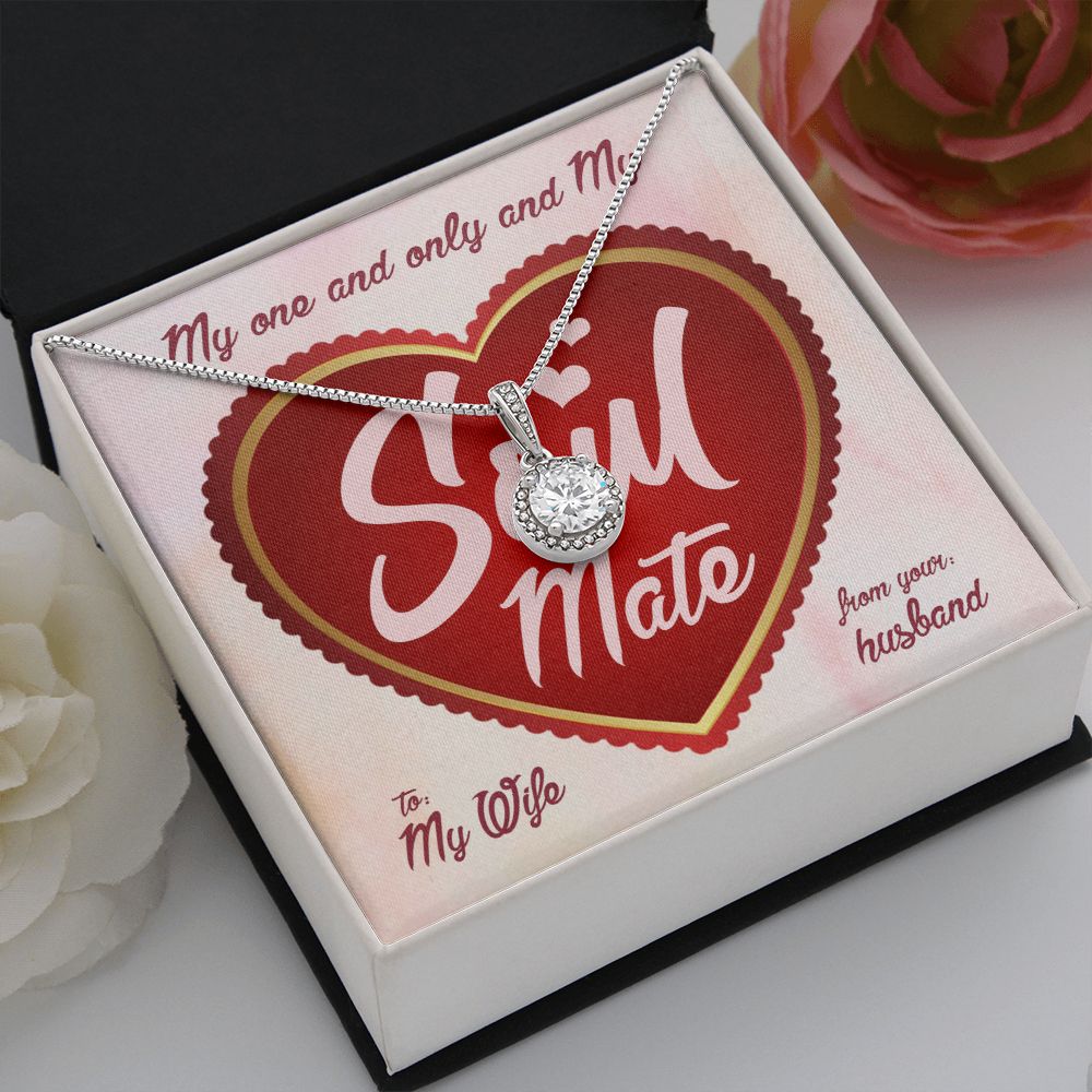 My Soulmate My Wife, Eternal Hope Necklace For Wife With Message Card, Birthday, Valentine's Day Gift For Her