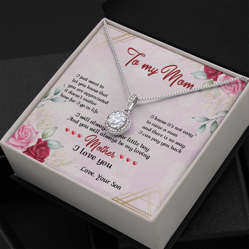 TO MY MOM, ETERNAL HOPE NECKLACE FOR MOM, NECKLACE WITH MESSAGE CARD, BIRTHDAY, MOTHER'S DAY GIFT FOR HER