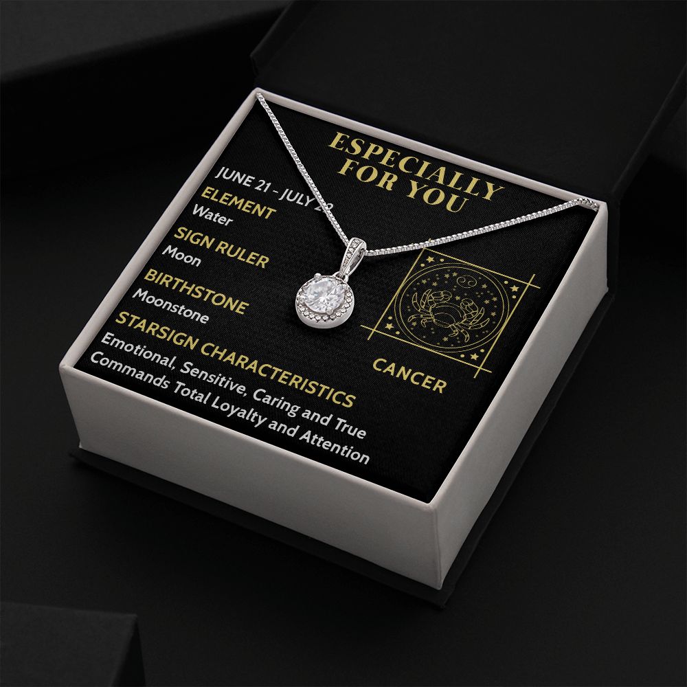ESPECIALLY FOR YOU, CANCER MESSAGE CARD WITH ETERNAL HOPE NECKLACE, ZODIAC MESSAGE CARD, GIFT FOR HER