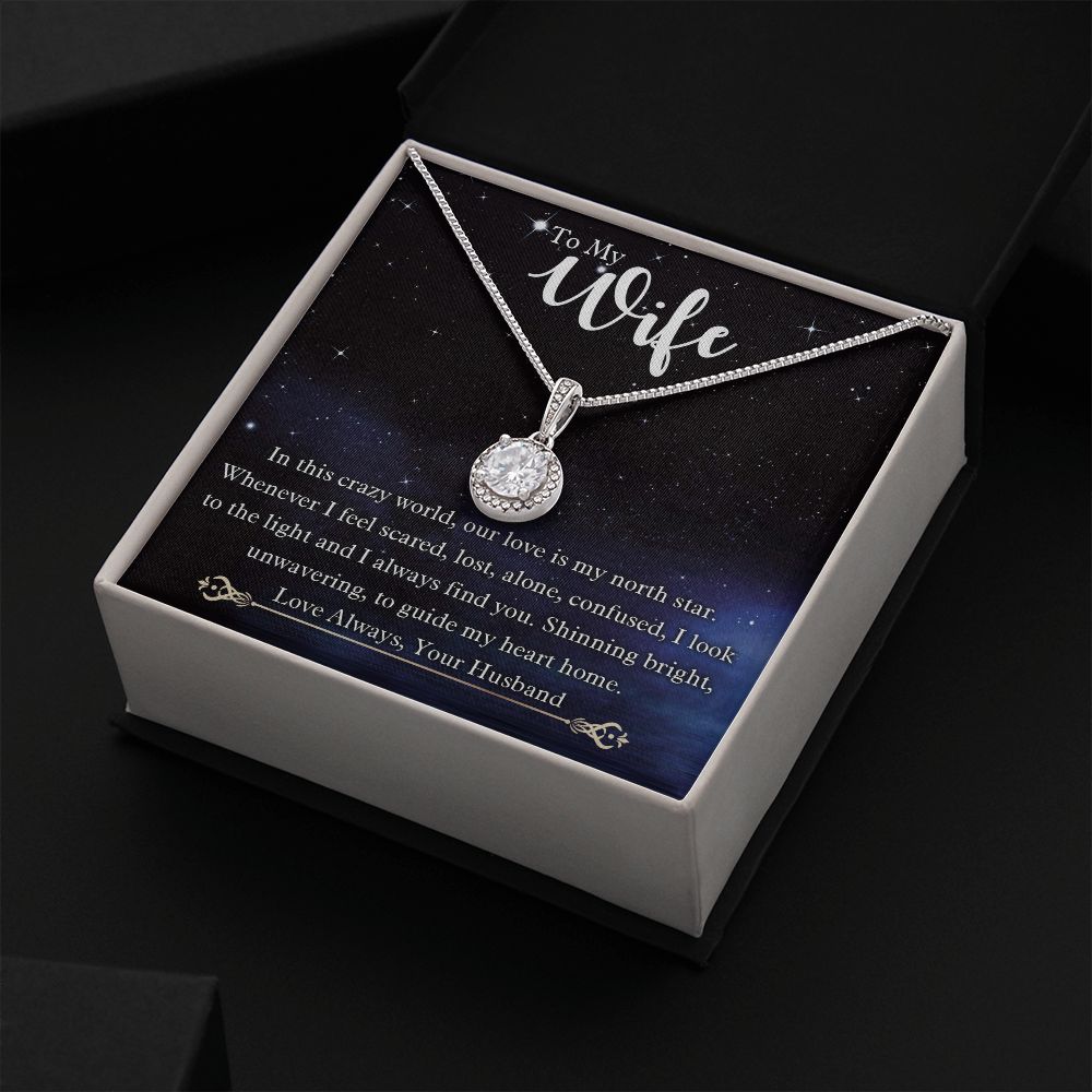 To My Wife, Our Love Is My North Star, Eternal Hope Necklace For Wife With Message Card, Birthday, Valentine's Day Gift For Her