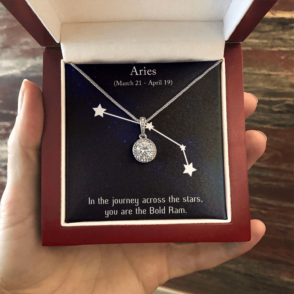 YOU ARE THE BOLD RAM, ARIES MESSAGE CARD WITH ETERNAL HOPE NECKLACE, ZODIAC MESSAGE CARD, GIFT FOR HER