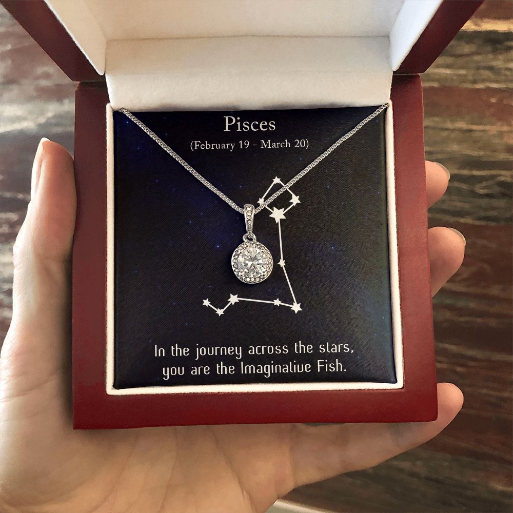 YOU ARE THE IMAGINATIVE FISH, PISCES MESSAGE CARD WITH ETERNAL HOPE NECKLACE, ZODIAC MESSAGE CARD, GIFT FOR HER