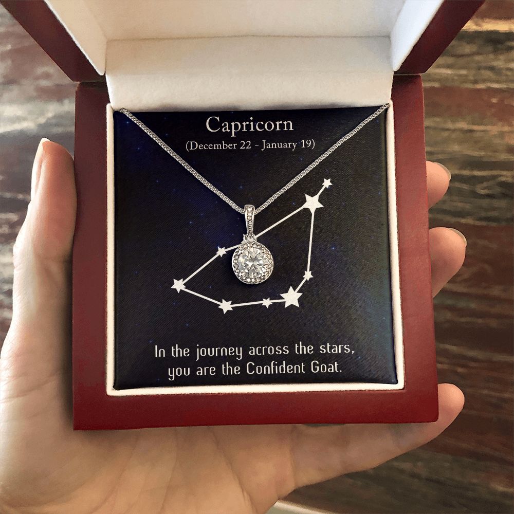 YOU ARE THE CONFIDENT GOAT, CAPRICORN MESSAGE CARD WITH ETERNAL HOPE NECKLACE, ZODIAC MESSAGE CARD, GIFT FOR HER