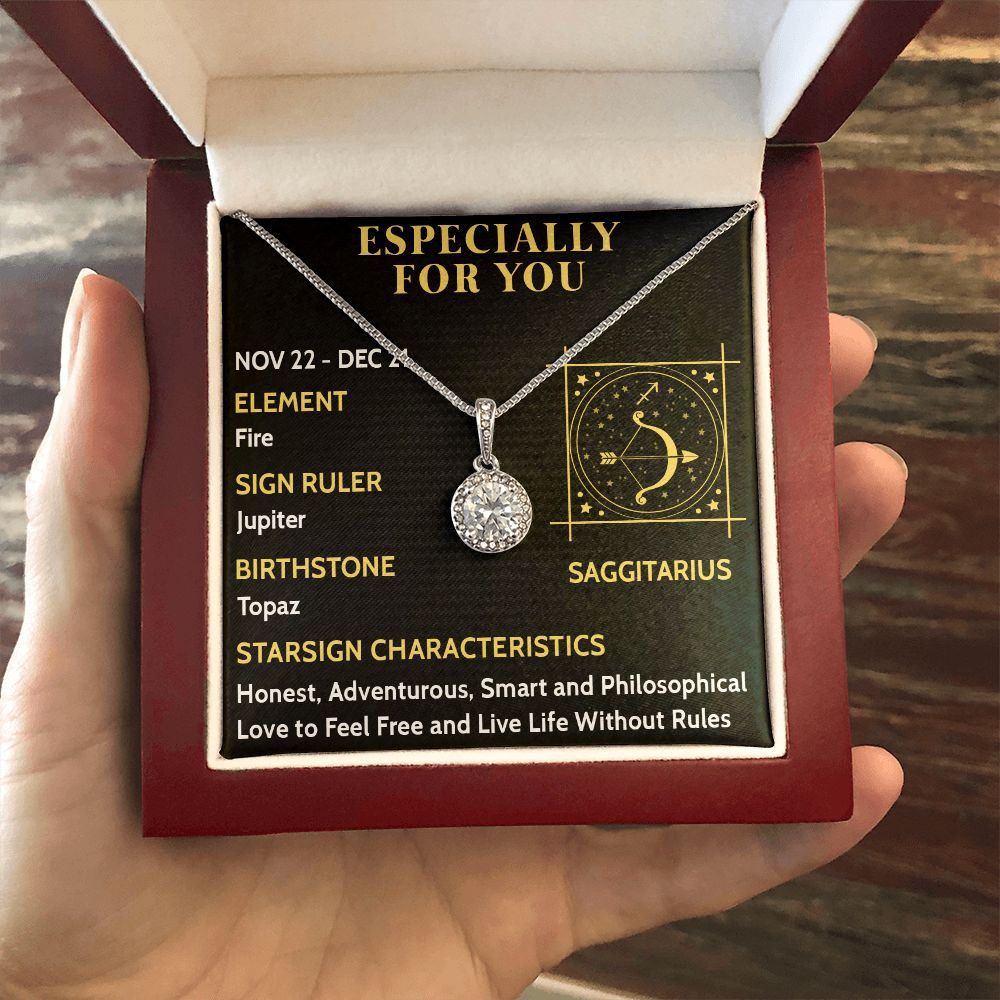 ESPECIALLY FOR YOU, SAGGITARIUS MESSAGE CARD WITH ETERNAL HOPE NECKLACE, ZODIAC MESSAGE CARD, GIFT FOR HER
