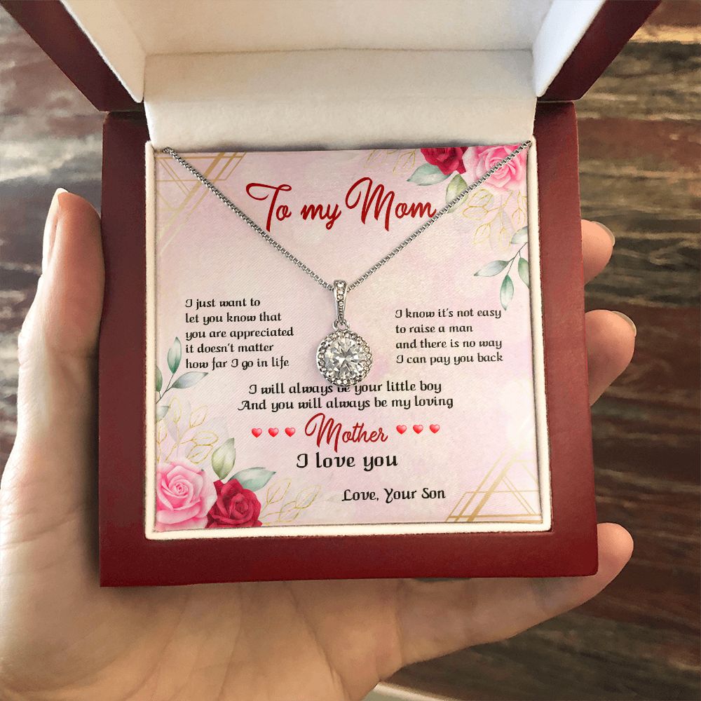 TO MY MOM, ETERNAL HOPE NECKLACE FOR MOM, NECKLACE WITH MESSAGE CARD, BIRTHDAY, MOTHER'S DAY GIFT FOR HER