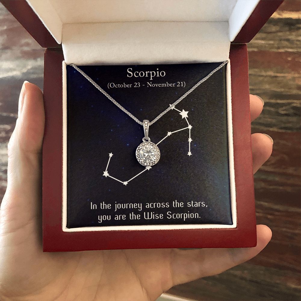 YOU ARE THE WISE SCORPION, SCORPIO MESSAGE CARD WITH ETERNAL HOPE NECKLACE, ZODIAC MESSAGE CARD, GIFT FOR HER