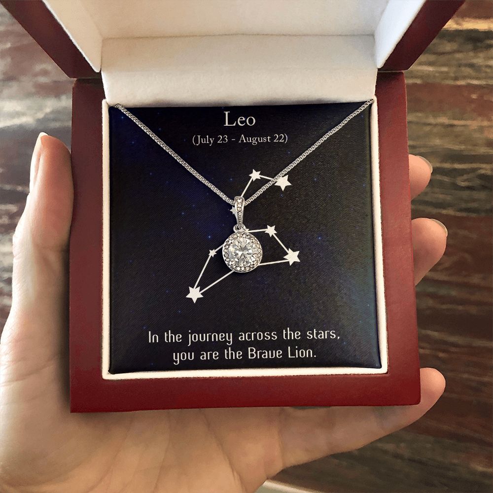YOU ARE THE BRAVE LION, LEO MESSAGE CARD WITH ETERNAL HOPE NECKLACE, ZODIAC MESSAGE CARD, GIFT FOR HER