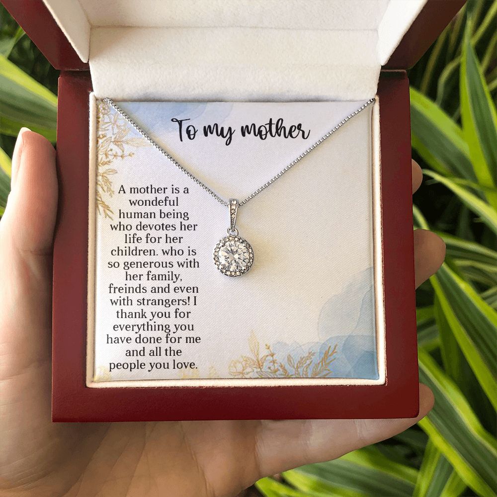 TO MY MOTHER, ETERNAL HOPE NECKLACE FOR MOM, NECKLACE WITH MESSAGE CARD, BIRTHDAY, MOTHER'S DAY GIFT FOR HER