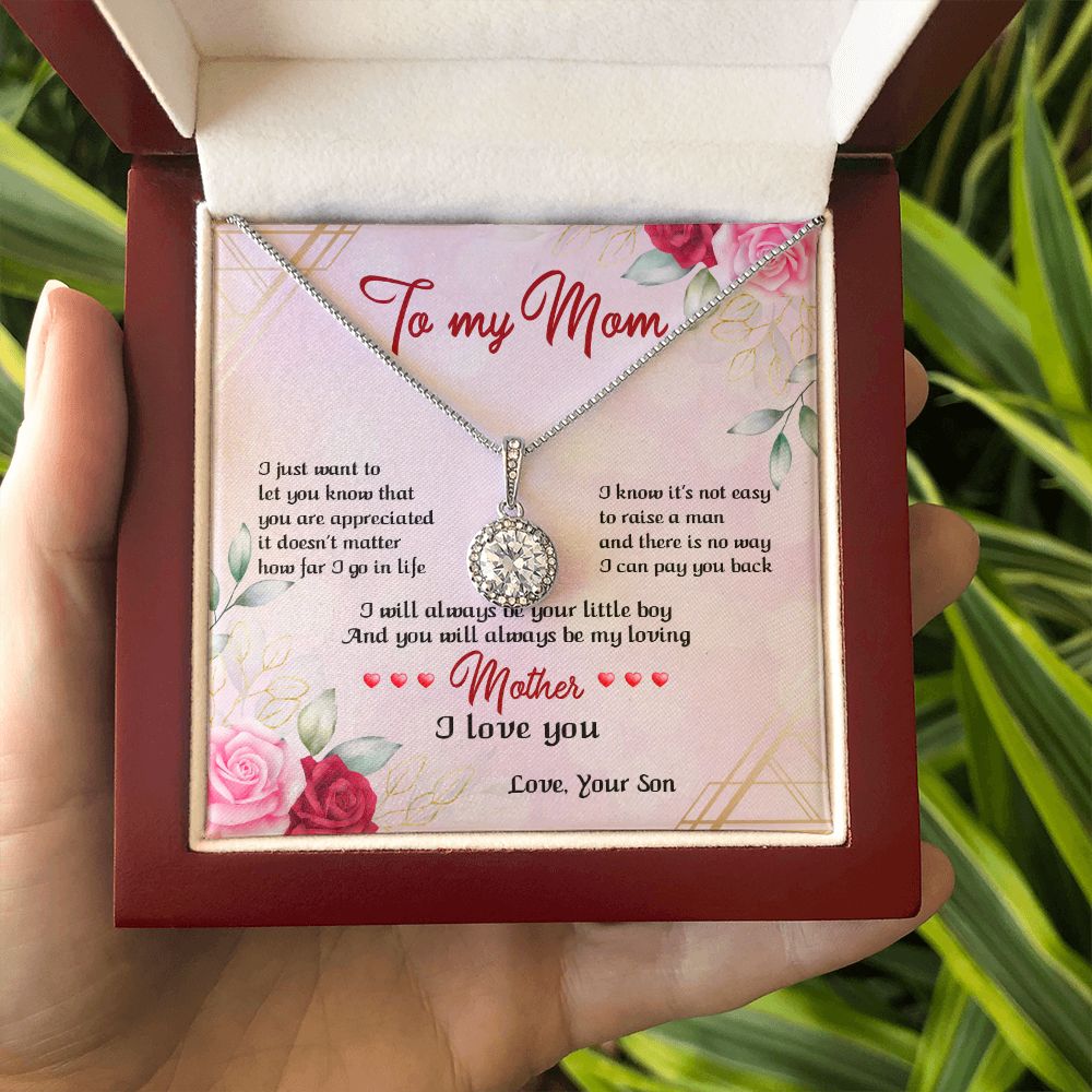 TO MY MOM, ETERNAL HOPE NECKLACE FOR MOM, NECKLACE WITH MESSAGE CARD, BIRTHDAY, MOTHER'S DAY GIFT FOR HER