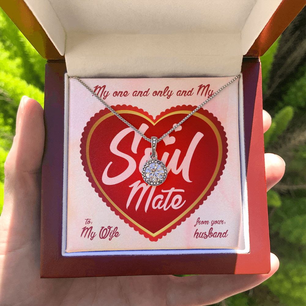 My Soulmate My Wife, Eternal Hope Necklace For Wife With Message Card, Birthday, Valentine's Day Gift For Her