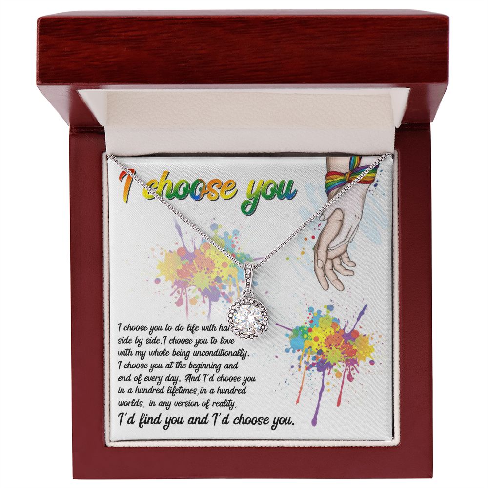 I CHOOSE YOU, ETERNAL HOPE NECKLACE FOR SOULMATE, FOR YOUR LGBTQ PARTNER, WITH MESSAGE CARD, PRIDE NECKLACE,