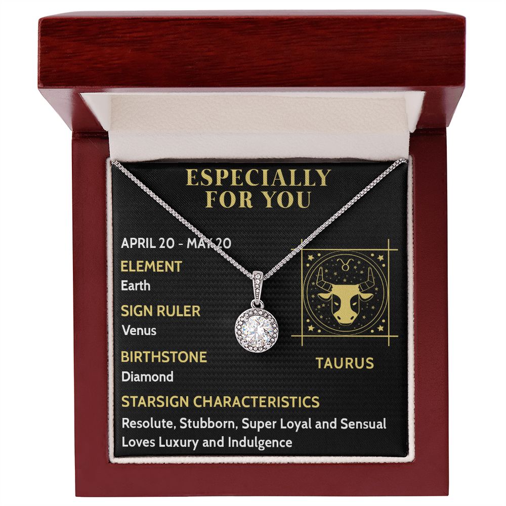 ESPECIALLY FOR YOU, TAURUS MESSAGE CARD WITH ETERNAL HOPE NECKLACE, ZODIAC MESSAGE CARD, GIFT FOR HER