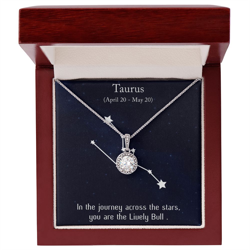 YOU ARE THE LIVELY BULL, TAURUS MESSAGE CARD WITH ETERNAL HOPE NECKLACE, ZODIAC MESSAGE CARD, GIFT FOR HER