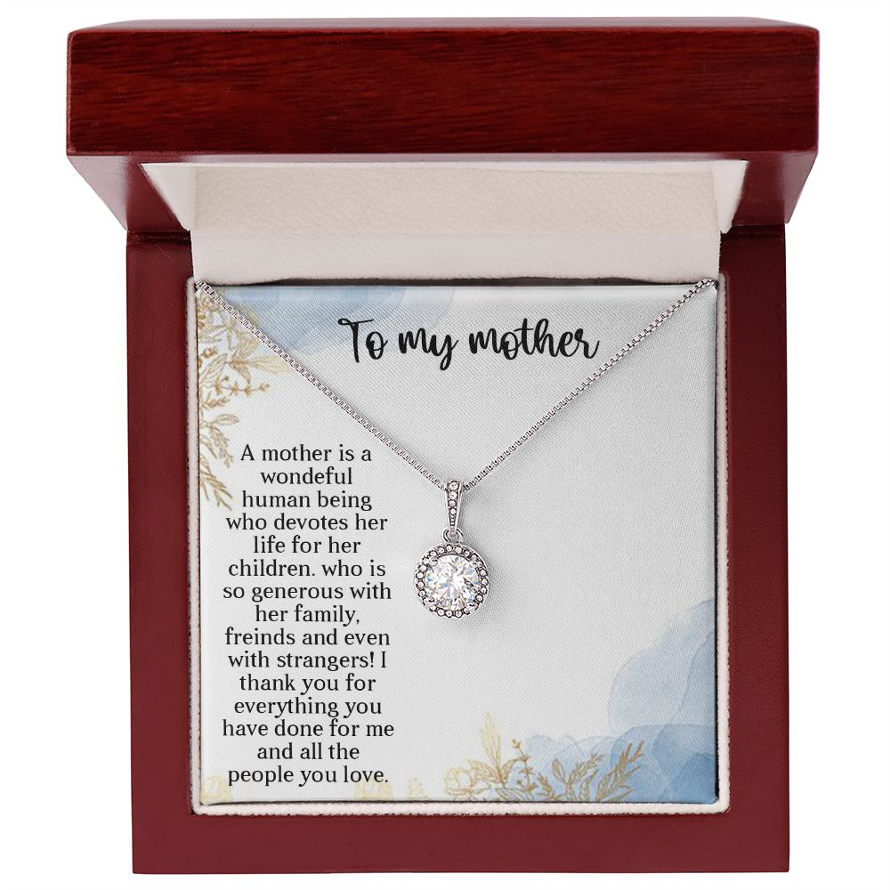 TO MY MOTHER, ETERNAL HOPE NECKLACE FOR MOM, NECKLACE WITH MESSAGE CARD, BIRTHDAY, MOTHER'S DAY GIFT FOR HER