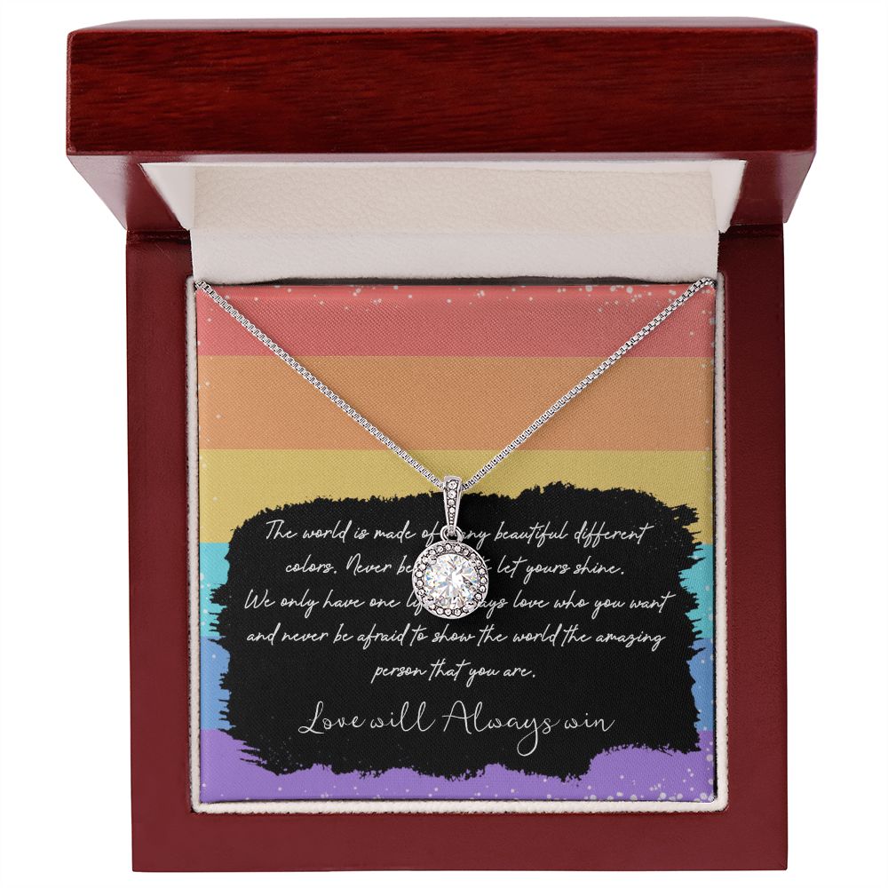 LOVE WILL ALWAYS WIN, ETERNAL HOPE NECKLACE FOR SOULMATE, FOR YOUR LGBTQ PARTNER, WITH MESSAGE CARD, PRIDE NECKLACE,
