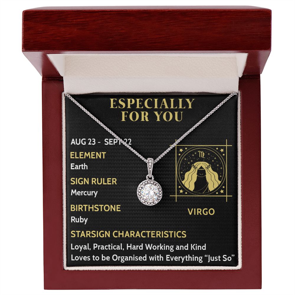 ESPECIALLY FOR YOU, VIRGO MESSAGE CARD WITH ETERNAL HOPE NECKLACE, ZODIAC MESSAGE CARD, GIFT FOR HER