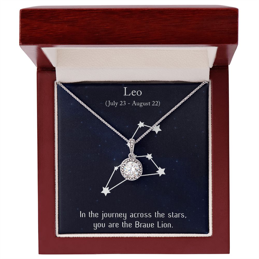YOU ARE THE BRAVE LION, LEO MESSAGE CARD WITH ETERNAL HOPE NECKLACE, ZODIAC MESSAGE CARD, GIFT FOR HER