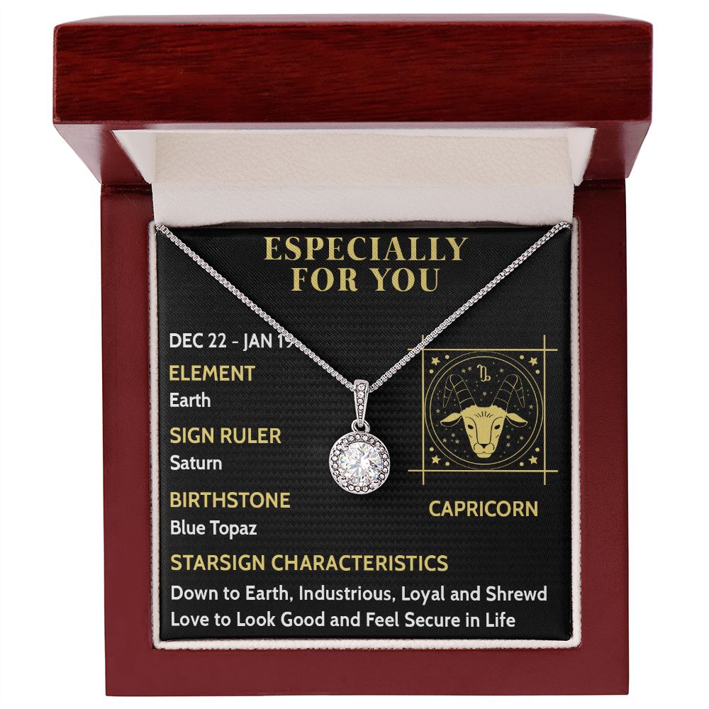 ESPECIALLY FOR YOU, CAPRICORN MESSAGE CARD WITH ETERNAL HOPE NECKLACE, ZODIAC MESSAGE CARD, GIFT FOR HER