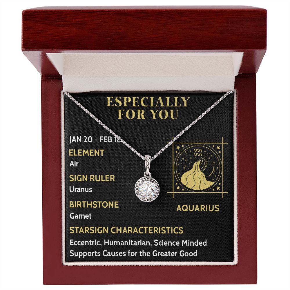 ESPECIALLY FOR YOU, AQUARIUS MESSAGE CARD WITH ETERNAL HOPE NECKLACE, ZODIAC MESSAGE CARD, GIFT FOR HER