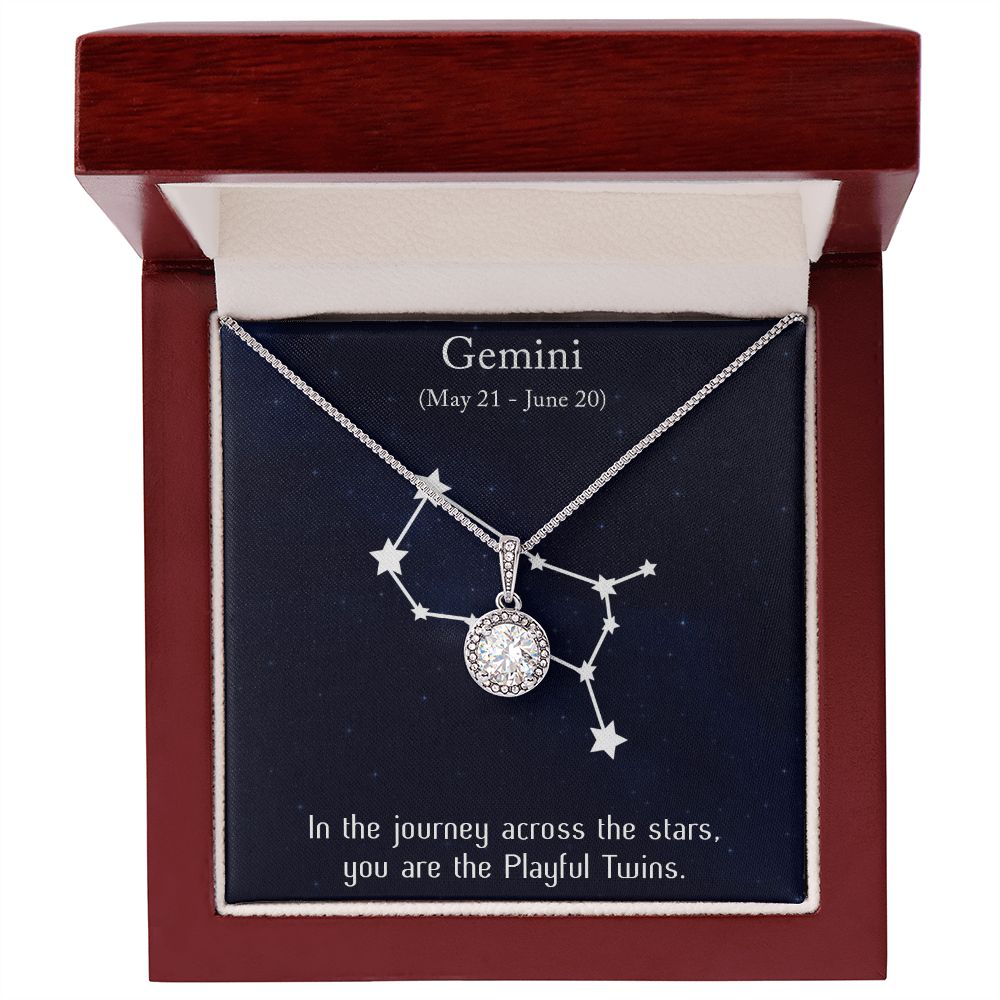 YOU ARE THE PLAYFUL TWINS, GEMINI MESSAGE CARD WITH ETERNAL HOPE NECKLACE, ZODIAC MESSAGE CARD, GIFT FOR HER