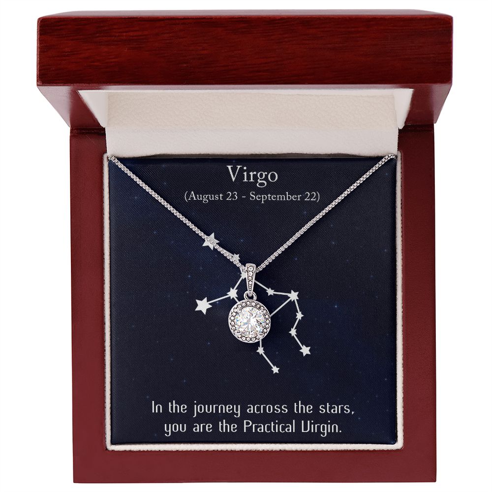 YOU ARE THE PRACTICAL VIRGIN, VIRGO MESSAGE CARD WITH ETERNAL HOPE NECKLACE, ZODIAC MESSAGE CARD, GIFT FOR HER