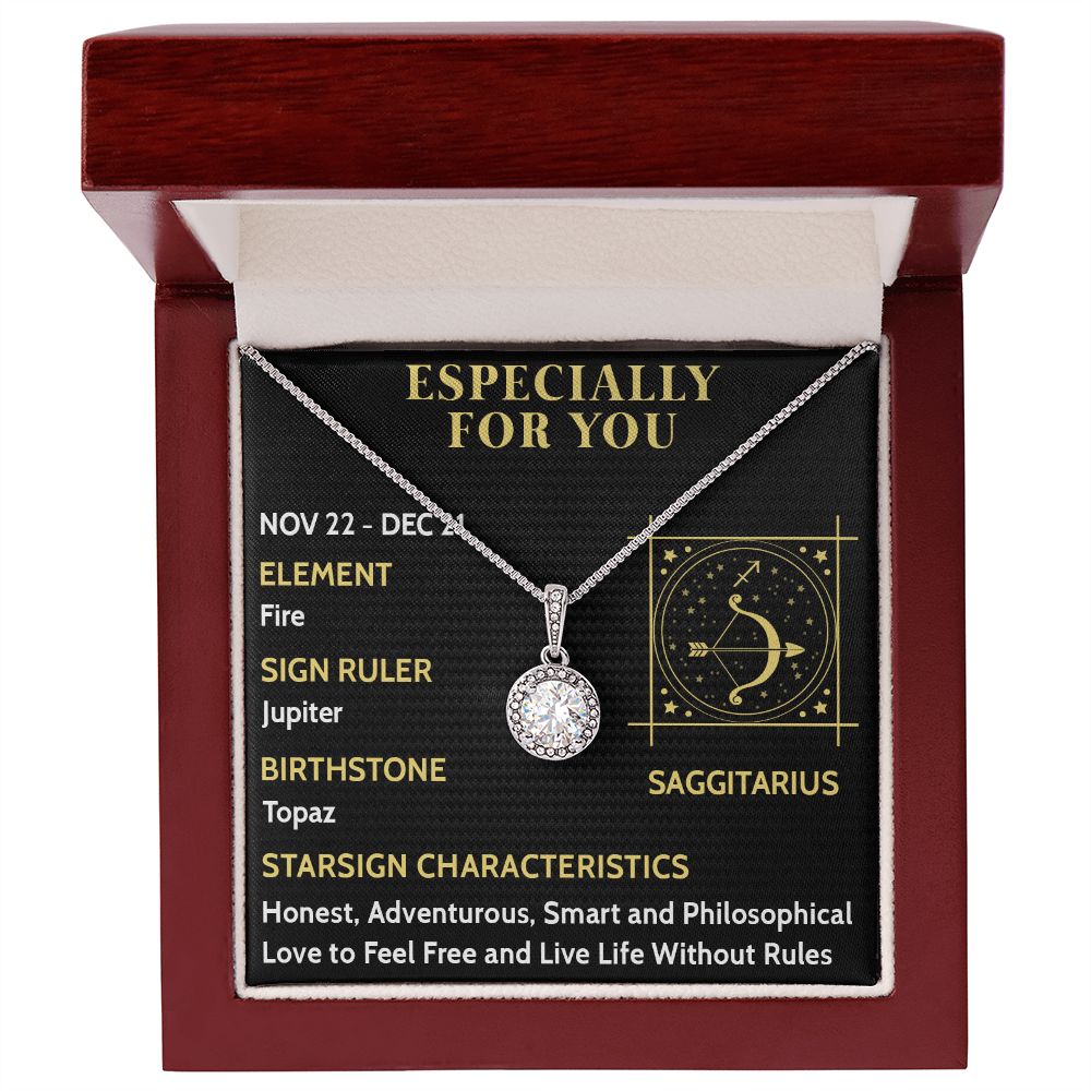 ESPECIALLY FOR YOU, SAGGITARIUS MESSAGE CARD WITH ETERNAL HOPE NECKLACE, ZODIAC MESSAGE CARD, GIFT FOR HER