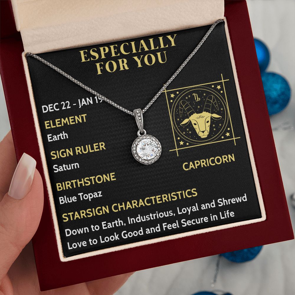 ESPECIALLY FOR YOU, CAPRICORN MESSAGE CARD WITH ETERNAL HOPE NECKLACE, ZODIAC MESSAGE CARD, GIFT FOR HER