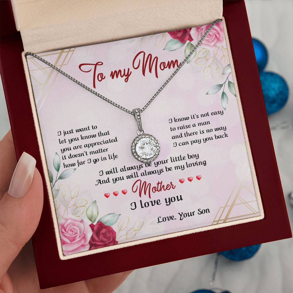 TO MY MOM, ETERNAL HOPE NECKLACE FOR MOM, NECKLACE WITH MESSAGE CARD, BIRTHDAY, MOTHER'S DAY GIFT FOR HER
