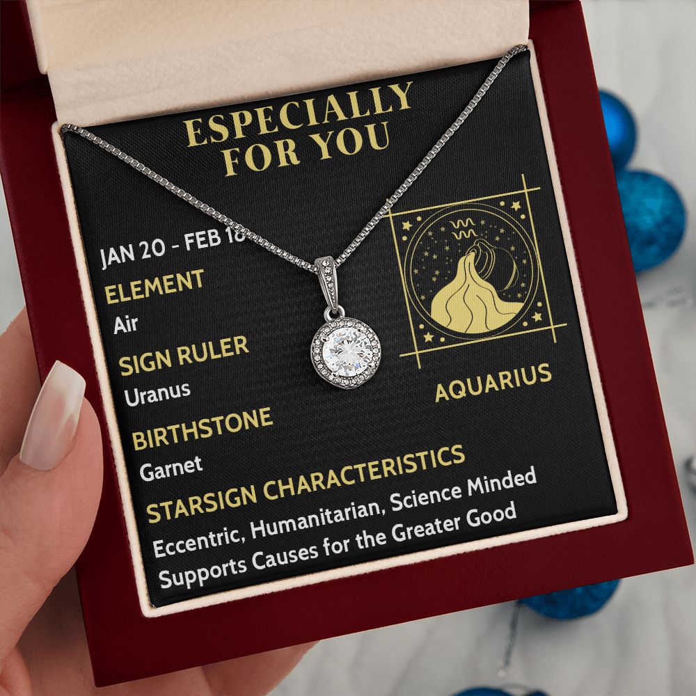 ESPECIALLY FOR YOU, AQUARIUS MESSAGE CARD WITH ETERNAL HOPE NECKLACE, ZODIAC MESSAGE CARD, GIFT FOR HER