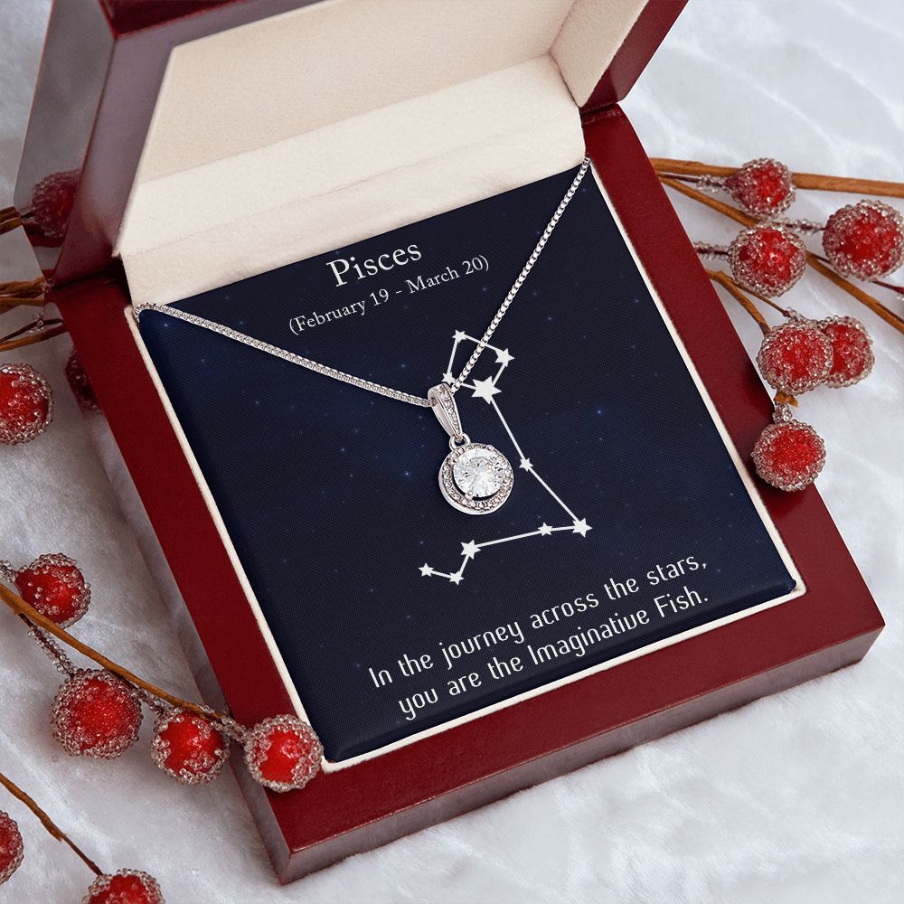 YOU ARE THE IMAGINATIVE FISH, PISCES MESSAGE CARD WITH ETERNAL HOPE NECKLACE, ZODIAC MESSAGE CARD, GIFT FOR HER