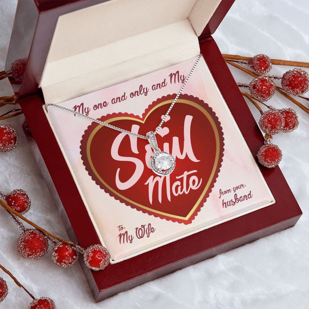 My Soulmate My Wife, Eternal Hope Necklace For Wife With Message Card, Birthday, Valentine's Day Gift For Her