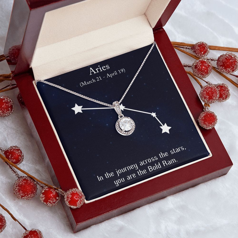 YOU ARE THE BOLD RAM, ARIES MESSAGE CARD WITH ETERNAL HOPE NECKLACE, ZODIAC MESSAGE CARD, GIFT FOR HER