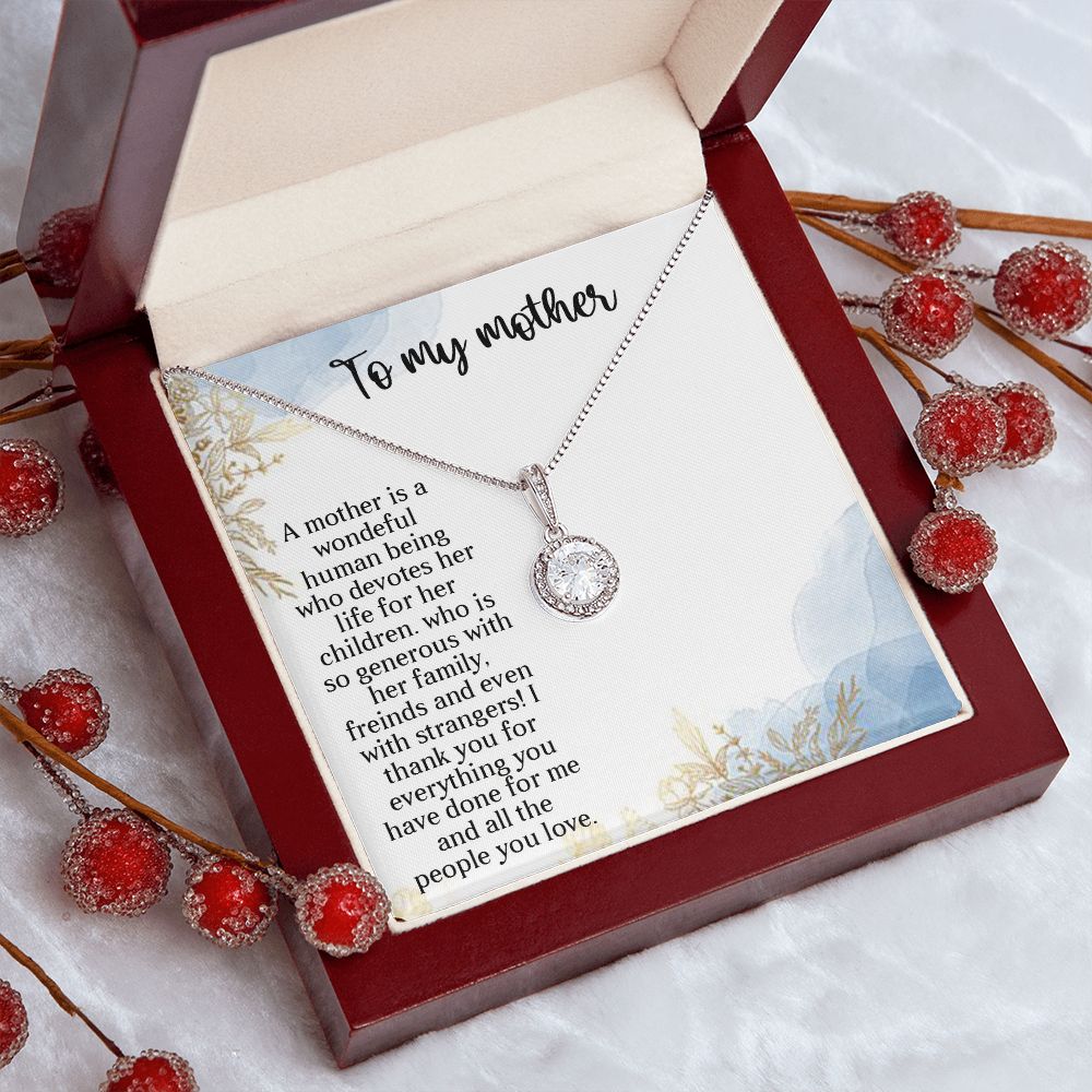 TO MY MOTHER, ETERNAL HOPE NECKLACE FOR MOM, NECKLACE WITH MESSAGE CARD, BIRTHDAY, MOTHER'S DAY GIFT FOR HER