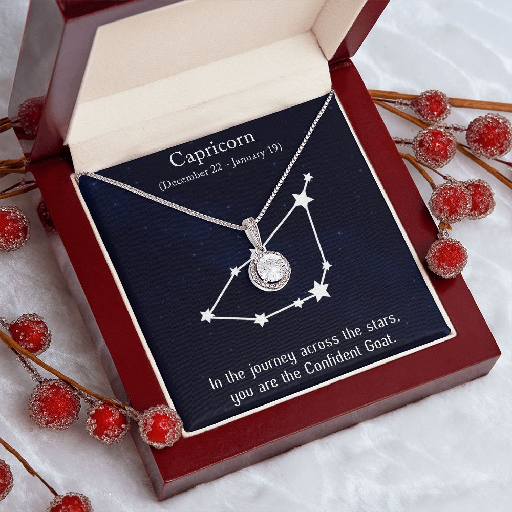YOU ARE THE CONFIDENT GOAT, CAPRICORN MESSAGE CARD WITH ETERNAL HOPE NECKLACE, ZODIAC MESSAGE CARD, GIFT FOR HER