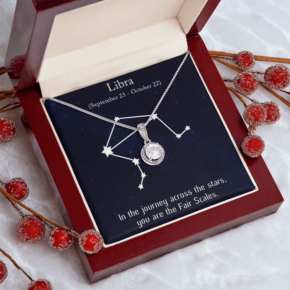 YOU ARE THE FAIR SCALES, LIBRA MESSAGE CARD WITH ETERNAL HOPE NECKLACE, ZODIAC MESSAGE CARD, GIFT FOR HER