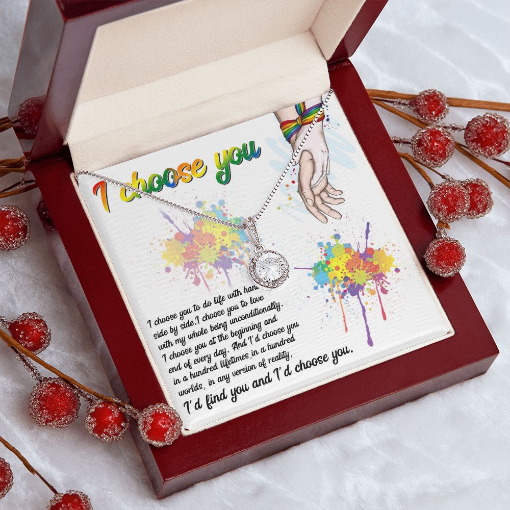 I CHOOSE YOU, ETERNAL HOPE NECKLACE FOR SOULMATE, FOR YOUR LGBTQ PARTNER, WITH MESSAGE CARD, PRIDE NECKLACE,