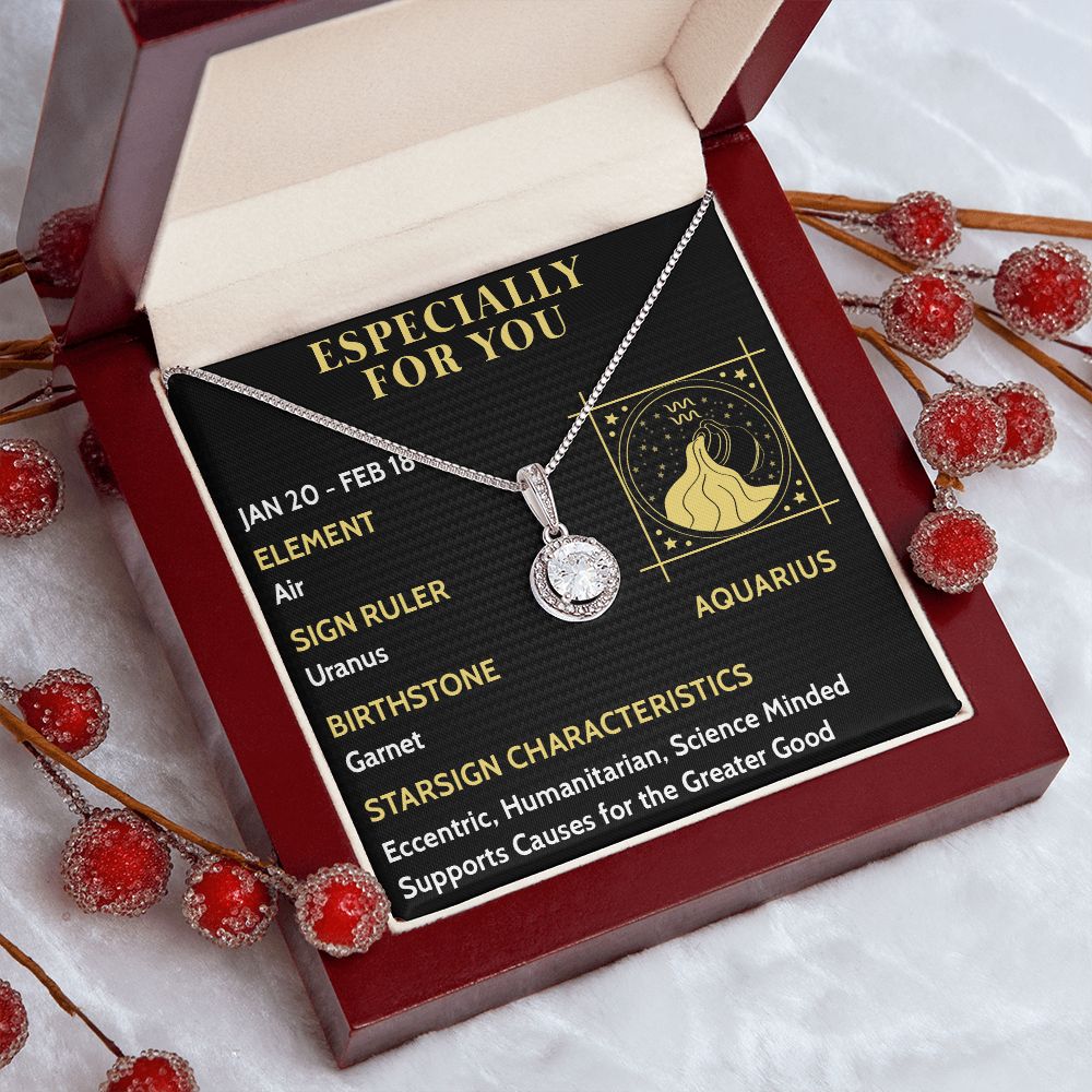 ESPECIALLY FOR YOU, AQUARIUS MESSAGE CARD WITH ETERNAL HOPE NECKLACE, ZODIAC MESSAGE CARD, GIFT FOR HER