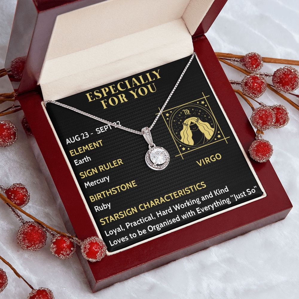 ESPECIALLY FOR YOU, VIRGO MESSAGE CARD WITH ETERNAL HOPE NECKLACE, ZODIAC MESSAGE CARD, GIFT FOR HER