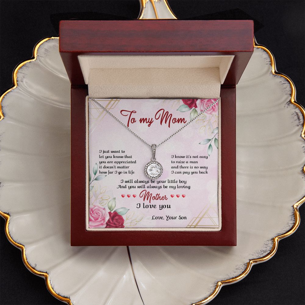 TO MY MOM, ETERNAL HOPE NECKLACE FOR MOM, NECKLACE WITH MESSAGE CARD, BIRTHDAY, MOTHER'S DAY GIFT FOR HER