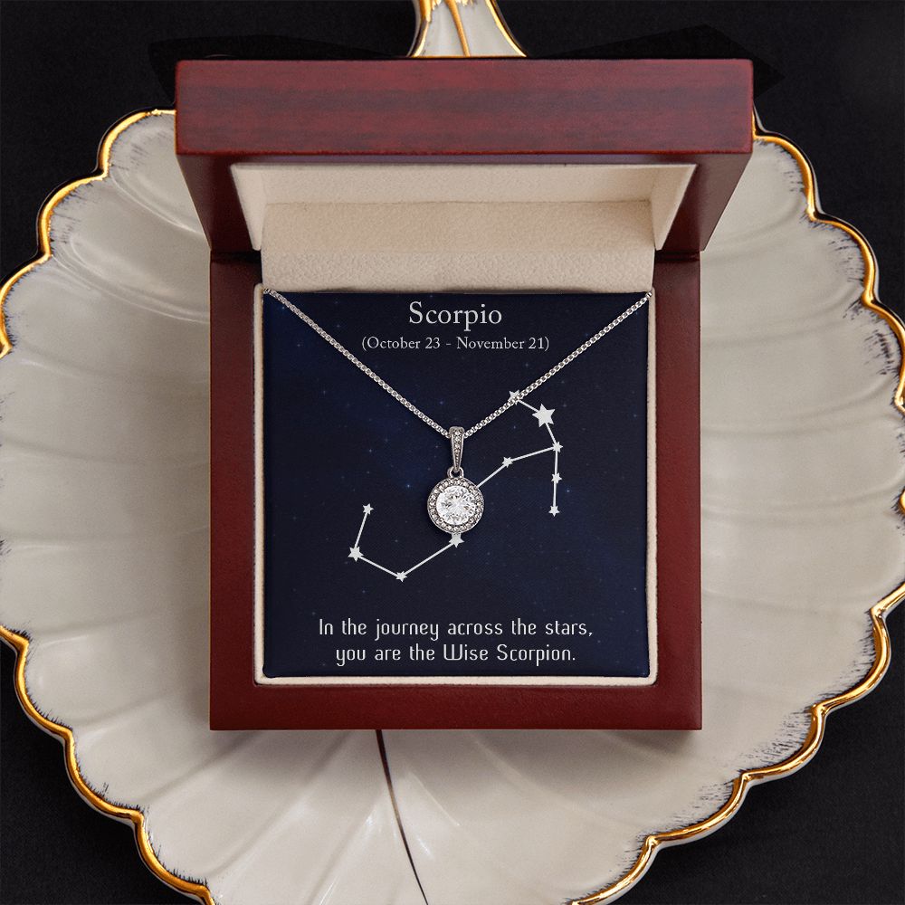 YOU ARE THE WISE SCORPION, SCORPIO MESSAGE CARD WITH ETERNAL HOPE NECKLACE, ZODIAC MESSAGE CARD, GIFT FOR HER