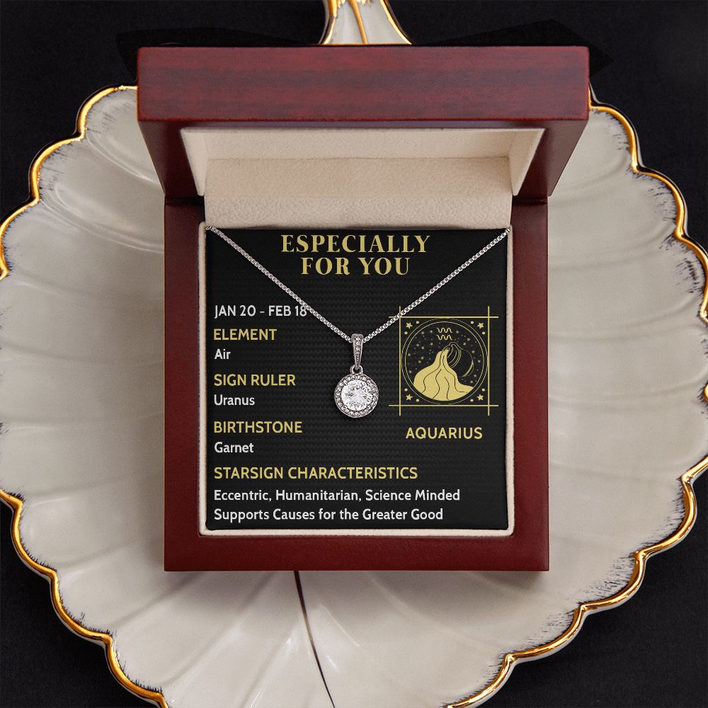 ESPECIALLY FOR YOU, AQUARIUS MESSAGE CARD WITH ETERNAL HOPE NECKLACE, ZODIAC MESSAGE CARD, GIFT FOR HER