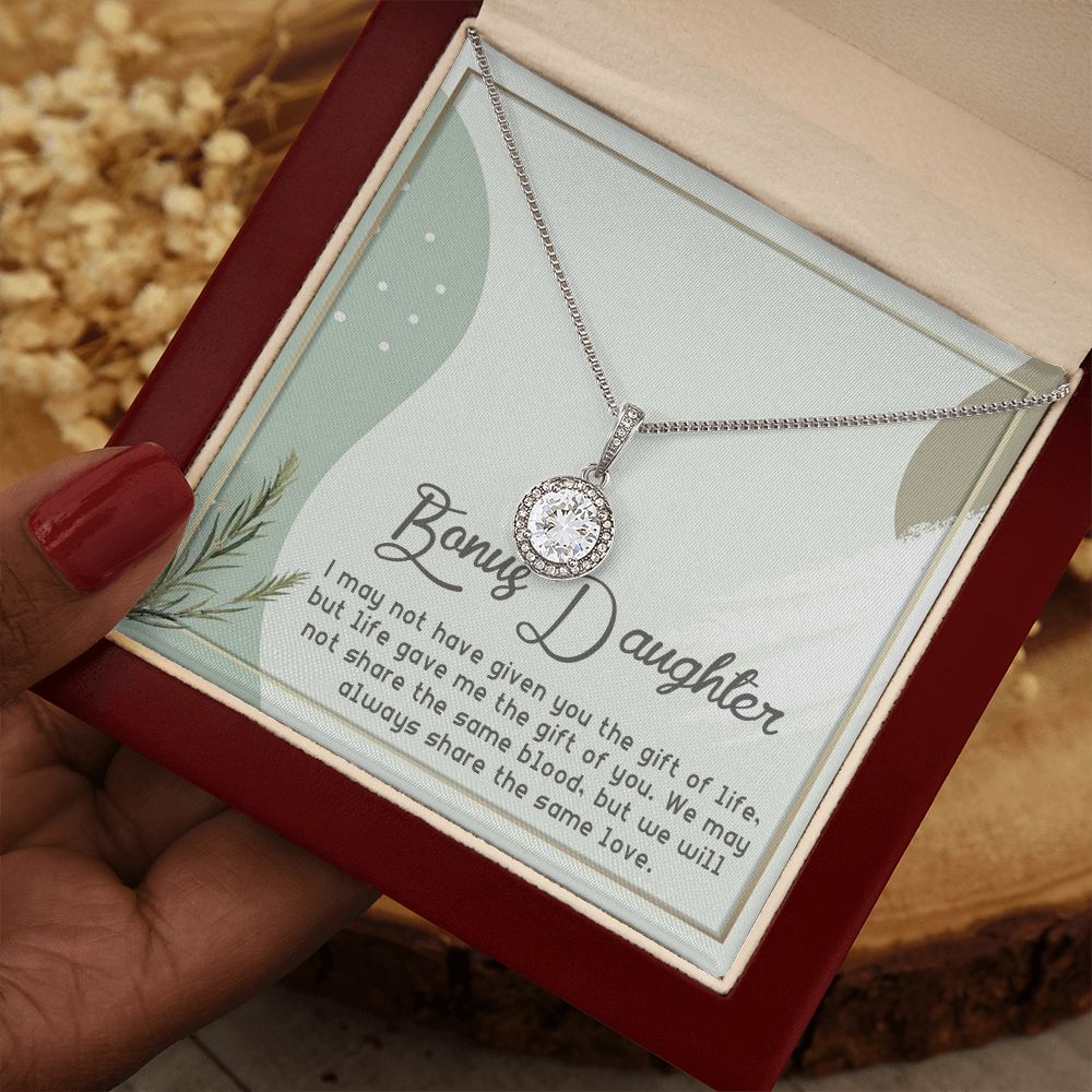 BONUS DAUGHTER, ETERNAL HOPE NECKLACE WITH MESSAGE CARD, BIRTHDAY AND DAUGHTERS DAY GIFT FOR HER