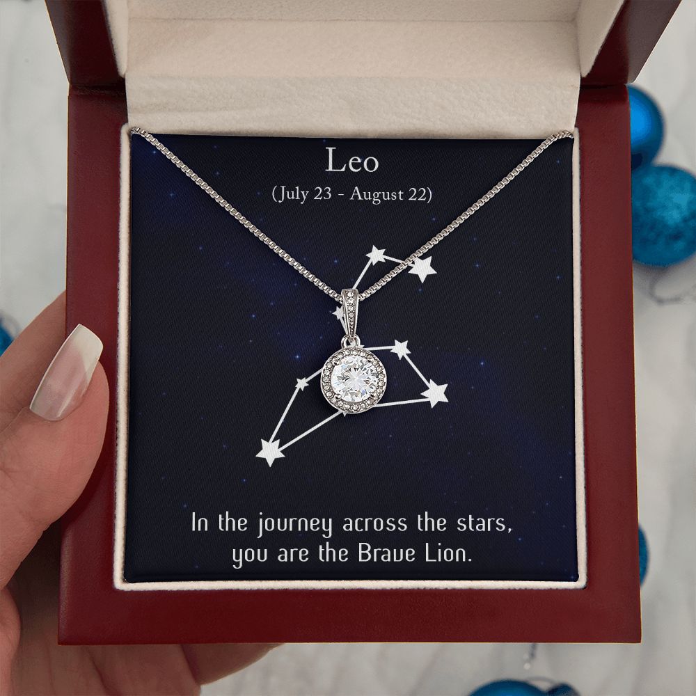YOU ARE THE BRAVE LION, LEO MESSAGE CARD WITH ETERNAL HOPE NECKLACE, ZODIAC MESSAGE CARD, GIFT FOR HER