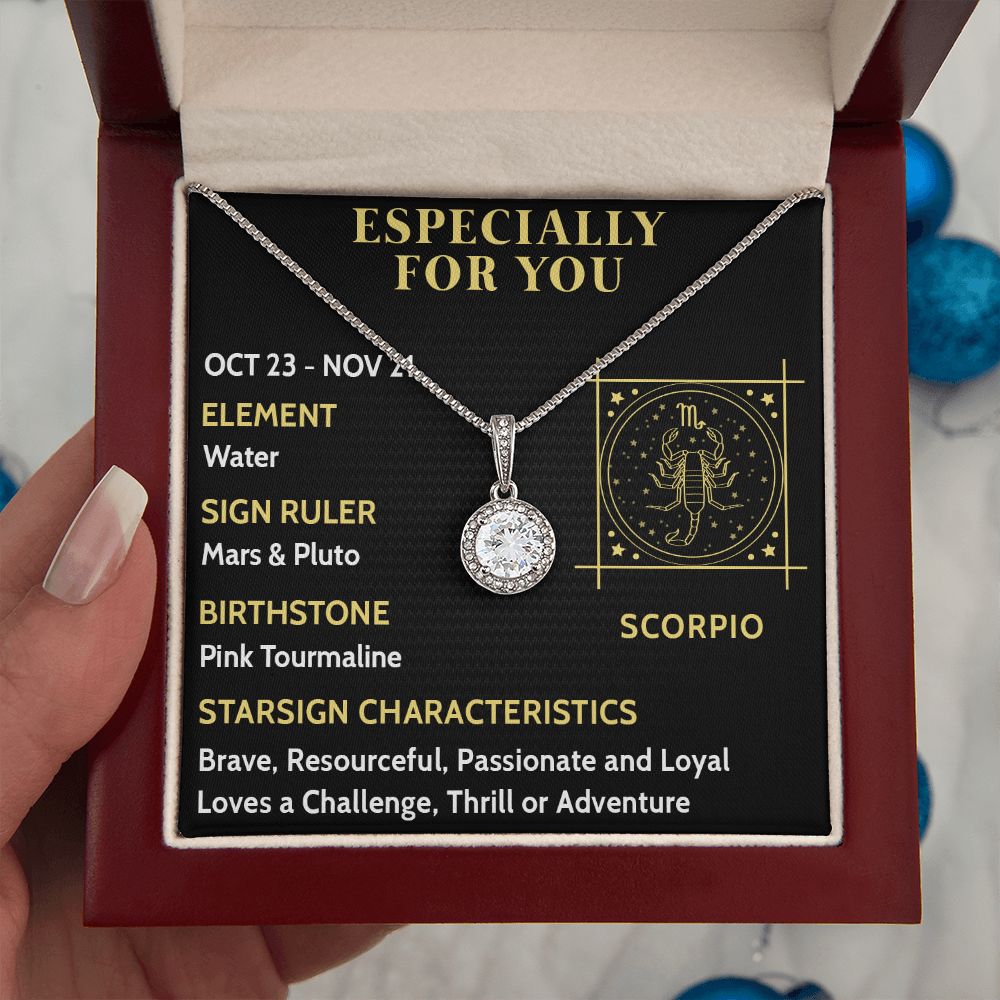 ESPECIALLY FOR YOU, SCORPIO MESSAGE CARD WITH ETERNAL HOPE NECKLACE, ZODIAC MESSAGE CARD, GIFT FOR HER