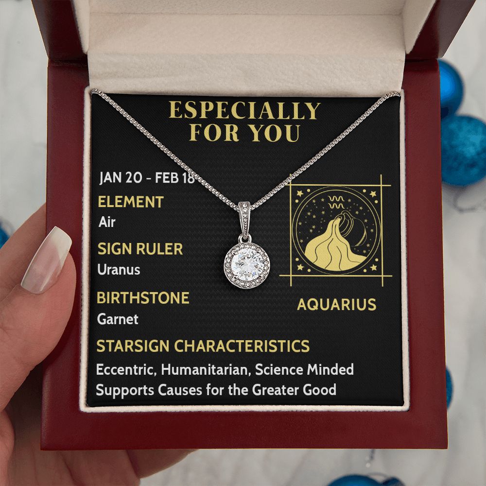 ESPECIALLY FOR YOU, AQUARIUS MESSAGE CARD WITH ETERNAL HOPE NECKLACE, ZODIAC MESSAGE CARD, GIFT FOR HER